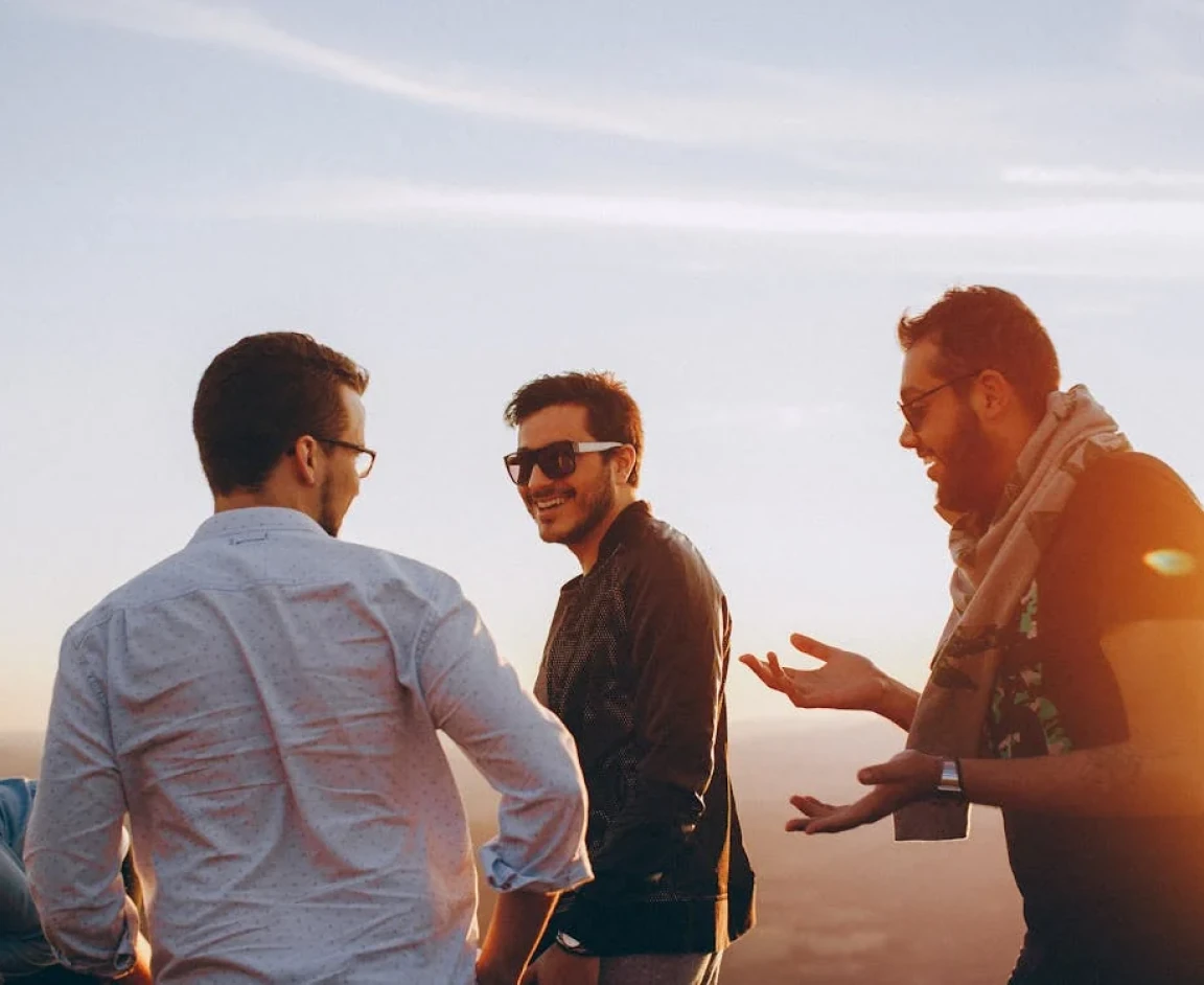 Image of people talking and happy